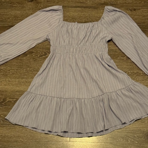 LUSH Long sleeve gathered waist tie front dress, lavender - Picture 5 of 5